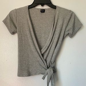 Grey Cross Tie Crop Top